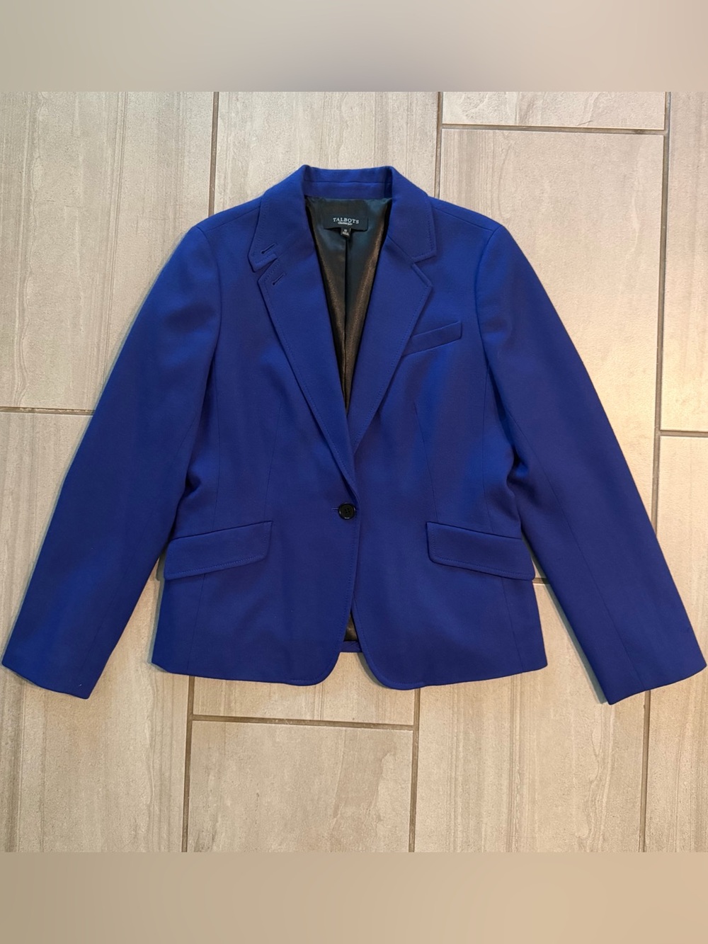 Talbots Women’s Size 12 Cobalt Blue Wool Blend One Button Blazer Jacket